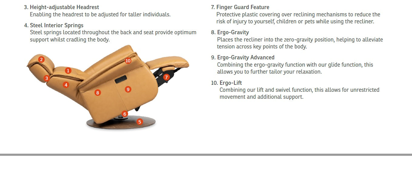 IMG Sedona NexGen Relaxer Recliner Chair with Ergo Zero Gravity- Nature Leather - Chapin Furniture