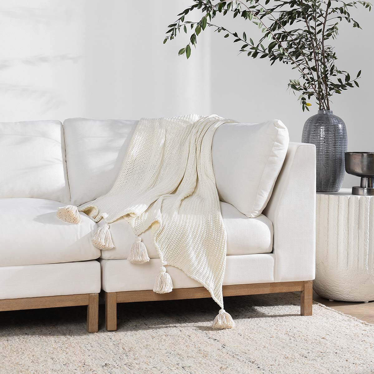 TC Veda Ivory Throw - Chapin Furniture