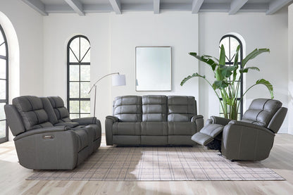 Bassett Club Level Wendell Power Motion Sofa in Gunmetal - Chapin Furniture