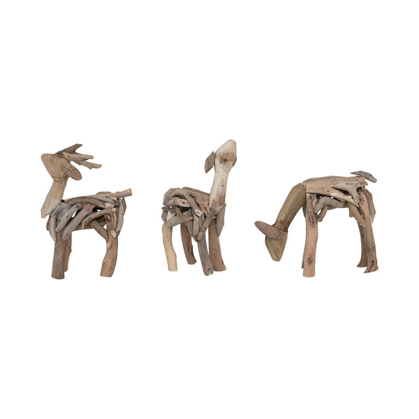 Set of 3 Driftwood Style Deer - Chapin Furniture