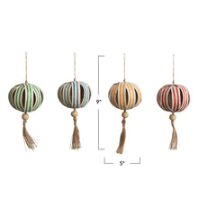 Paper Ball Ornament w/ Wood Bead & Tassel- Set of 4 - Chapin Furniture