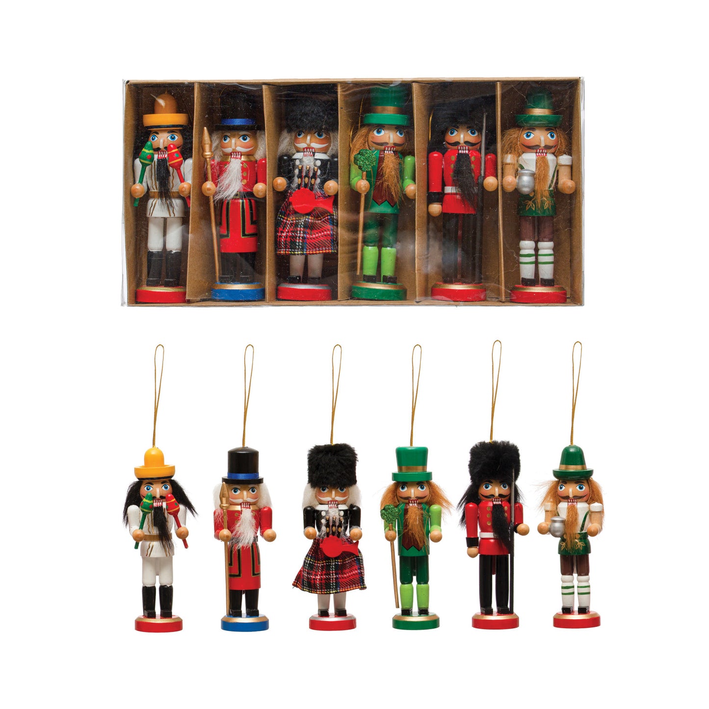 Set of 6 Wood Nutcracker Ornaments - Chapin Furniture