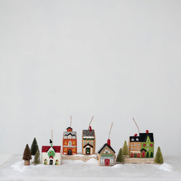 Wool Felt House Ornaments - Set of 5 Styles - Chapin Furniture