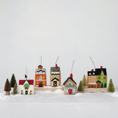 Wool Felt House Ornaments - Set of 5 Styles - Chapin Furniture