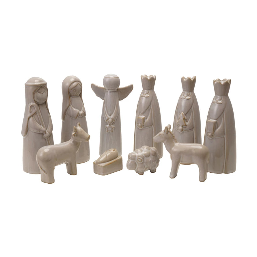 Set of 9 Stoneware Nativity Set - Chapin Furniture