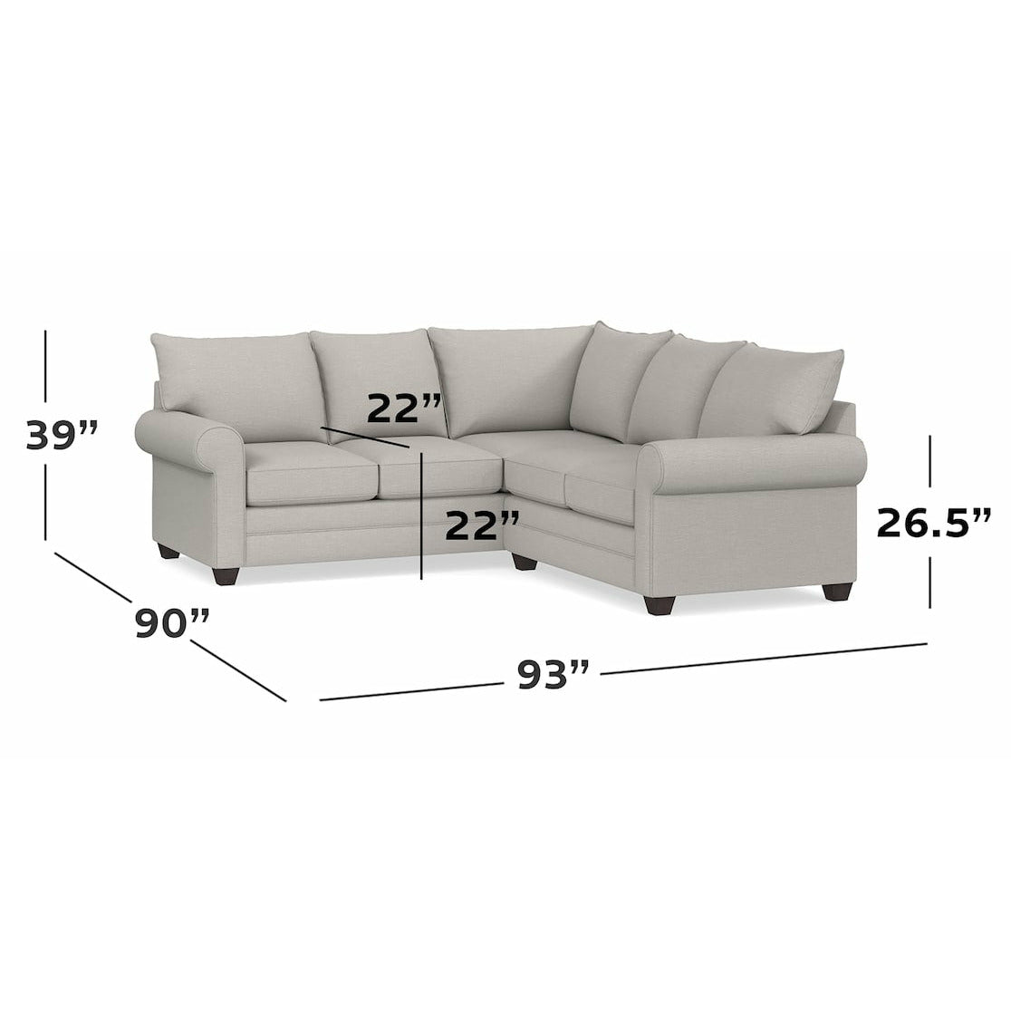 Alexander Roll Arm Small L Sectional - Chapin Furniture