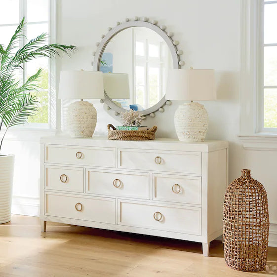 white dresser gold hardware Homfa 6 Drawer Double for Bedroom, Handle Drawer Chest Wood Storage Cabinet for Living Room, White guest rooms Wallen 6 Dwr Dresser- Wh