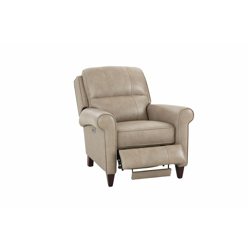Bassett Club Level Elliot Power Recliner With Power Headrest in Flax Leather - Chapin Furniture