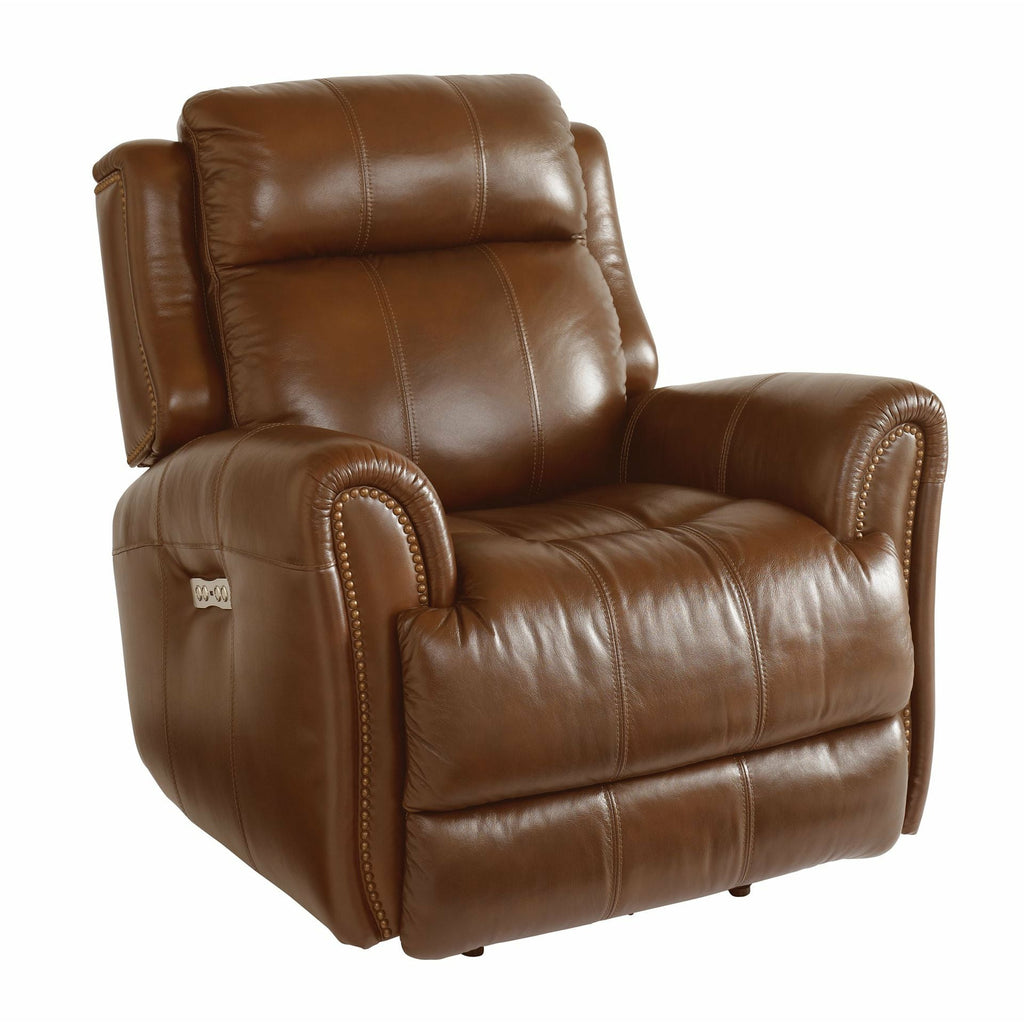 Bassett Club Level Marquee Power Motion Wallsaver Recliner in Umber Leather - Chapin Furniture
