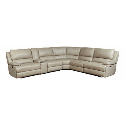 Bassett Club Level Parsons Motion Sectional in Flax Leather - Chapin Furniture