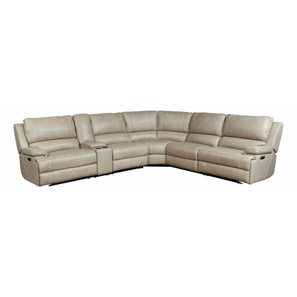 Bassett Club Level Parsons Motion Sectional in Flax Leather - Chapin Furniture