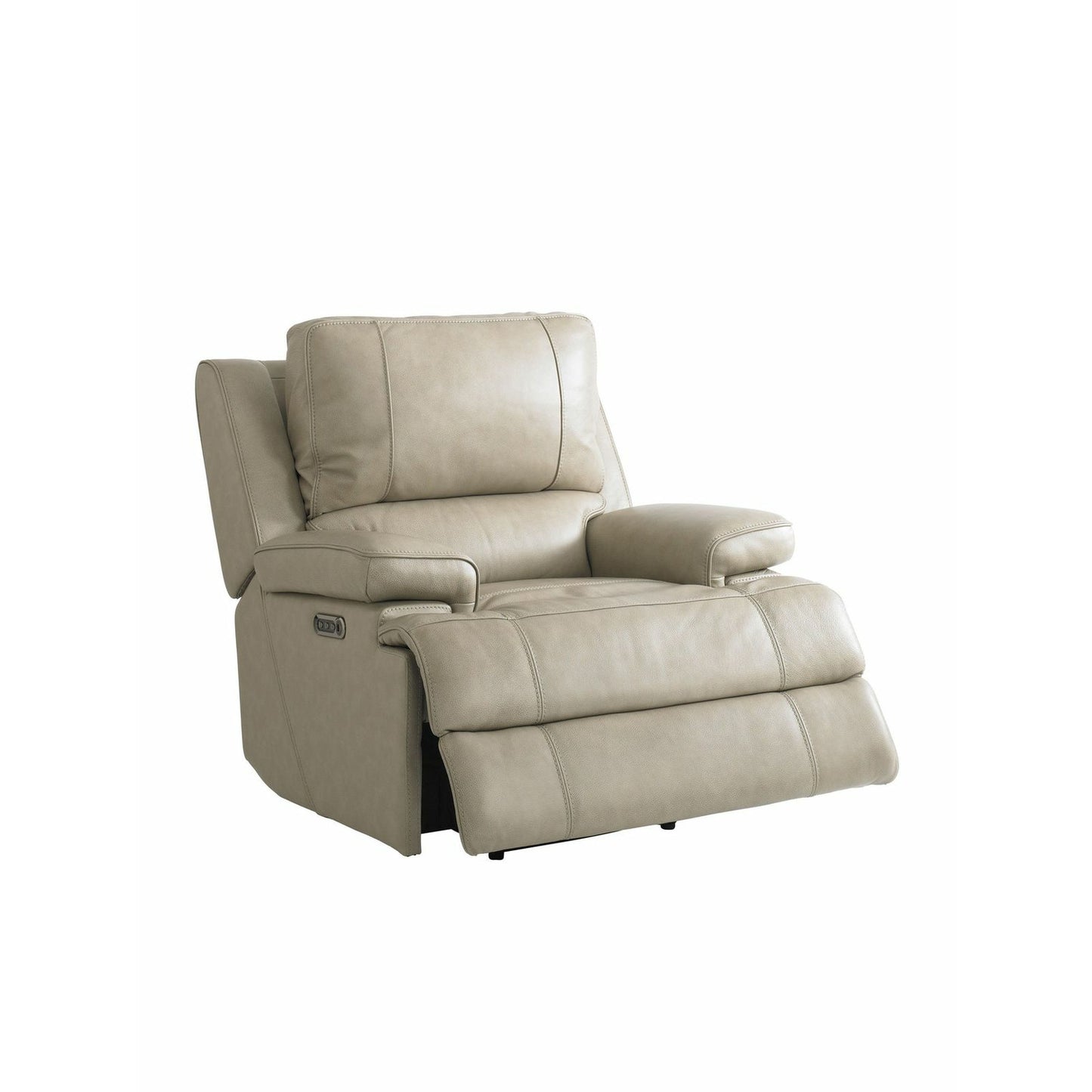 Bassett Club Level Parsons Power Leather Wallsaver Recliner in Flax Leather - Chapin Furniture