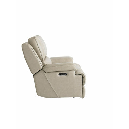 Bassett Club Level Parsons Power Leather Wallsaver Recliner in Flax Leather - Chapin Furniture
