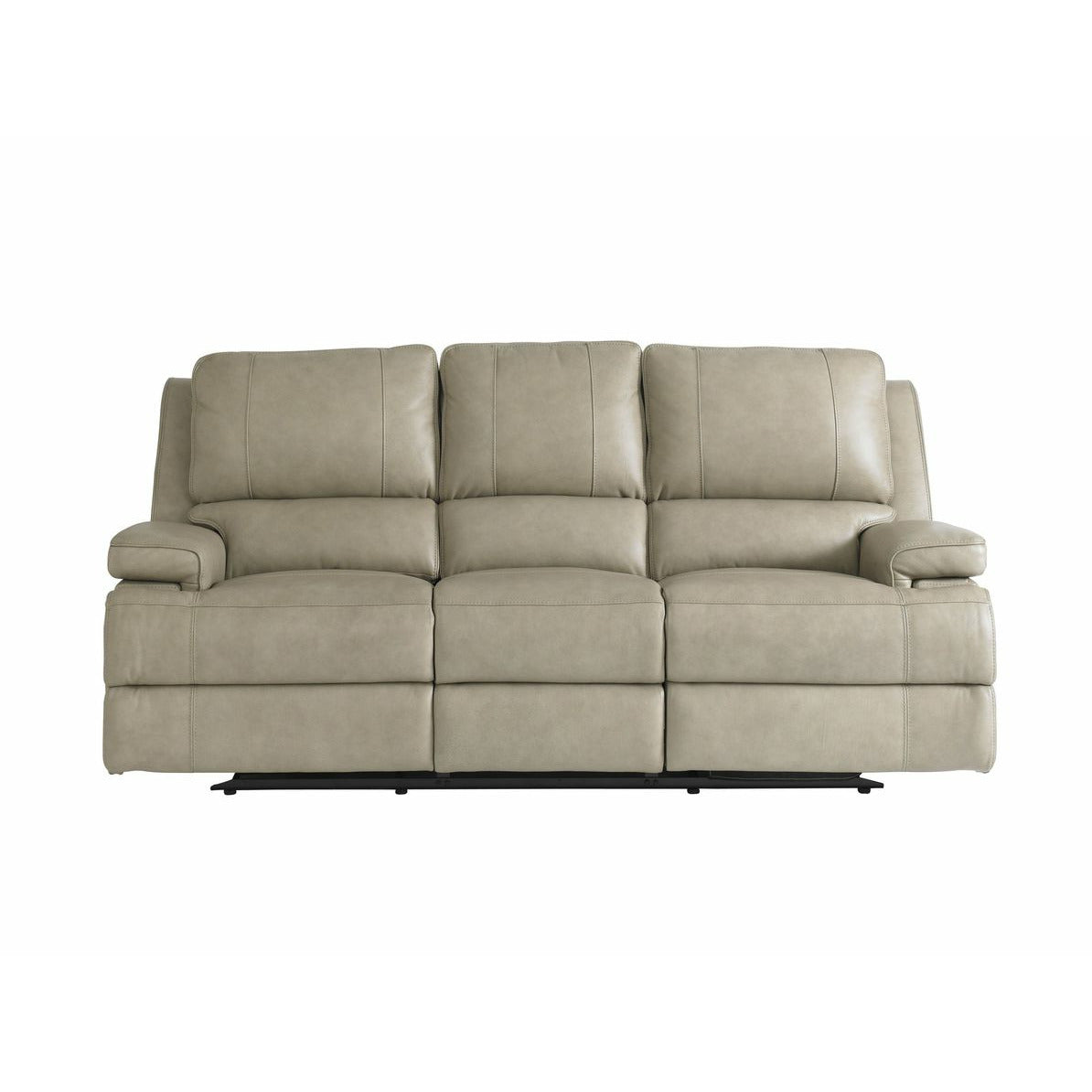 Bassett Club Level Parsons Power Leather Sofa in Flax Leather - Chapin Furniture