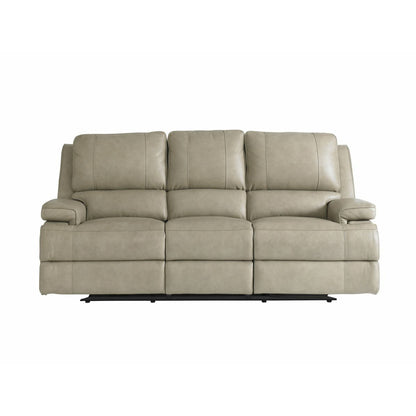 Bassett Club Level Parsons Power Leather Sofa in Flax Leather - Chapin Furniture