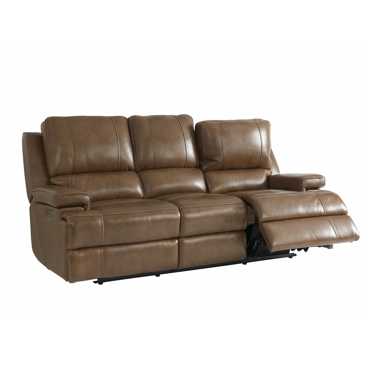 Bassett Club Level Parsons Power Leather Sofa- Multiple Colors - Chapin Furniture