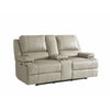 Bassett Club Level Parsons Leather Double Reclining Loveseat with Console in Flax Leather - Chapin Furniture