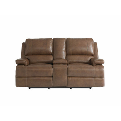 Bassett Club Level Parsons Leather Double Reclining Loveseat with Console- Multiple Colors - Chapin Furniture