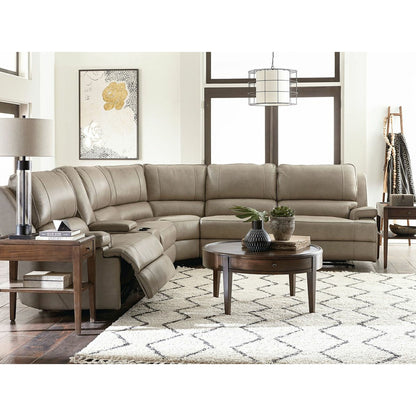Bassett Club Level Parsons Motion Sectional in Flax Leather - Chapin Furniture