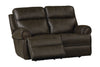 Bassett Club Level Claremont Power Motion Loveseat in Java Leather - Chapin Furniture