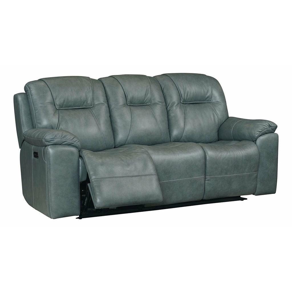 Bassett Club Level Chandler Power Leather Sofa Blue/Gray | Chapin Furniture