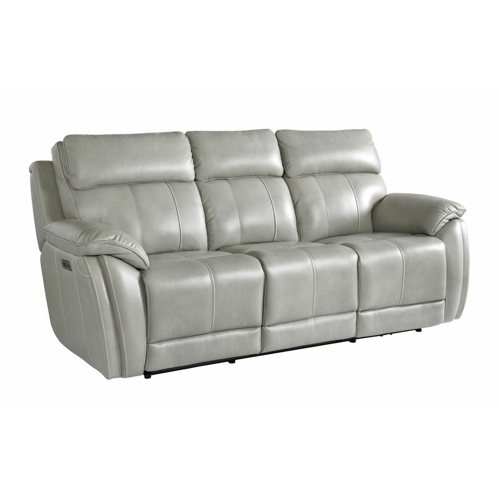 Bassett Club Level Levitate Power Leather Motion Sofa in Nickel Leather - Chapin Furniture