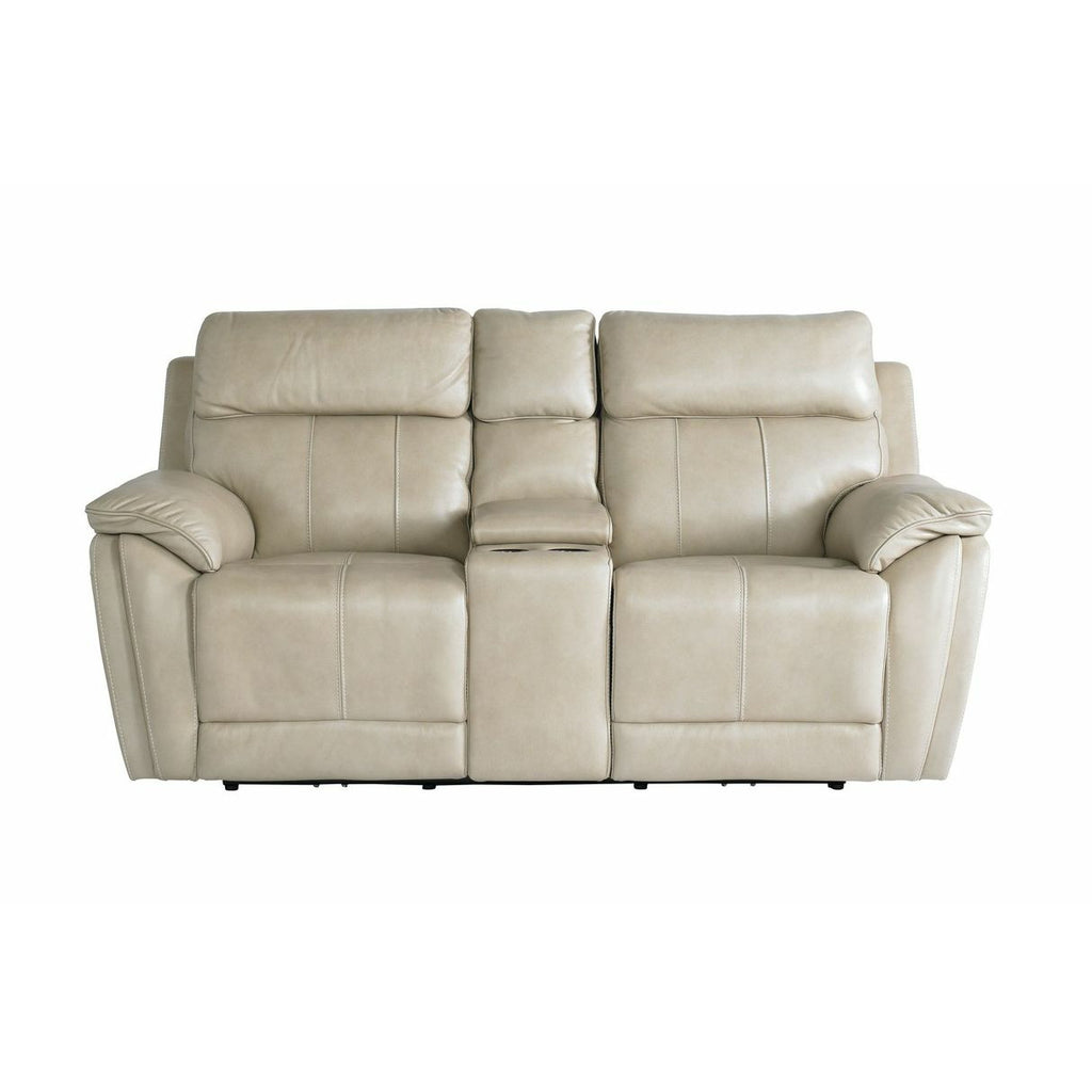 Bassett Club Level Levitate Power Leather Console Motion Loveseat in Diamond Leather - Chapin Furniture
