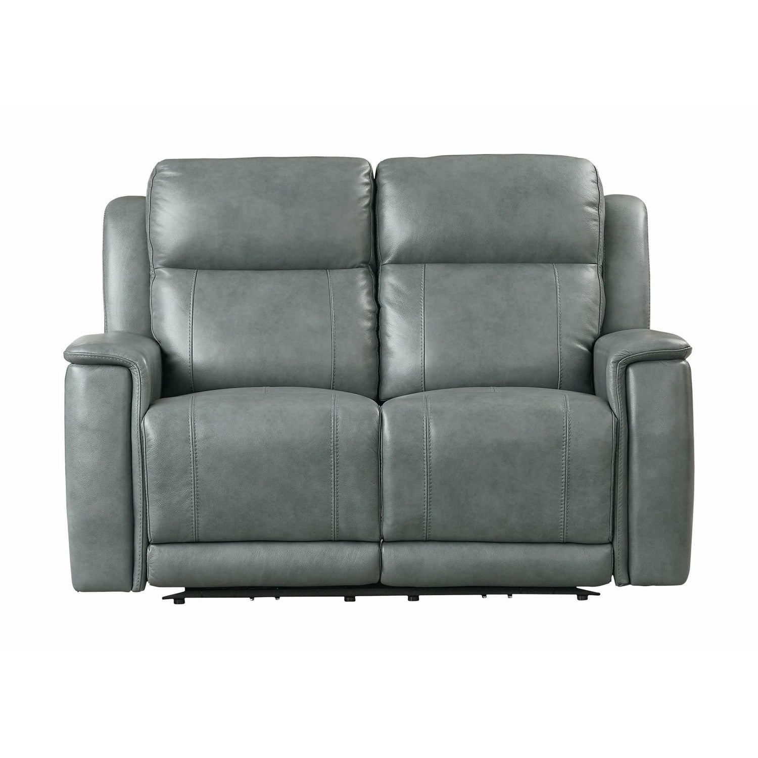 Bassett Club Level Conover Motion Loveseat- Blue Gray Leather - Chapin Furniture