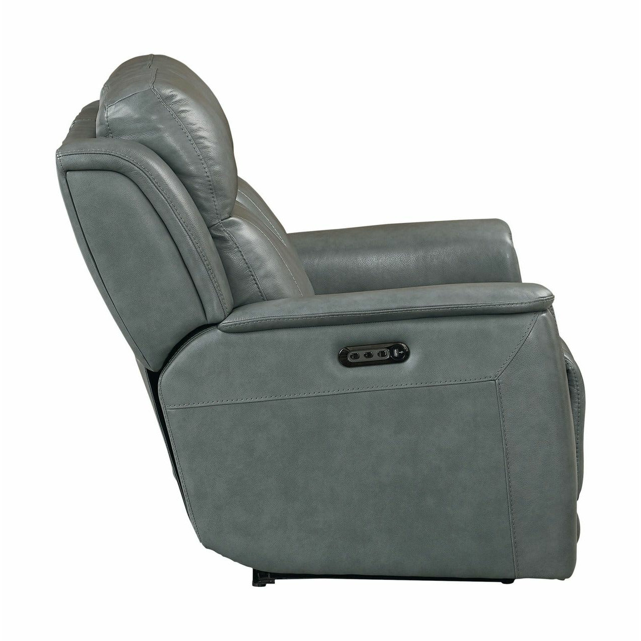 Bassett Club Level Conover Motion Loveseat- Blue Gray Leather - Chapin Furniture