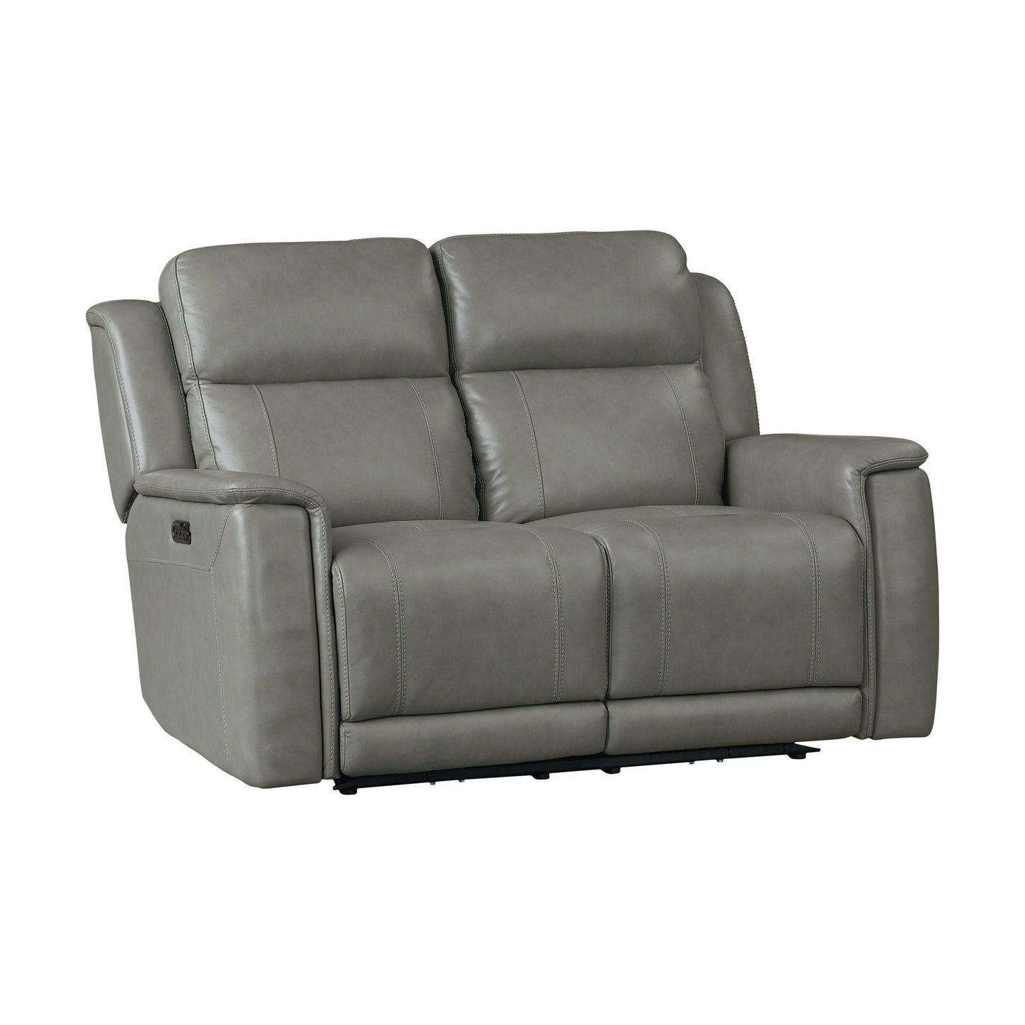 Bassett Club Level Conover Motion Loveseat- Light Gray Leather - Chapin Furniture