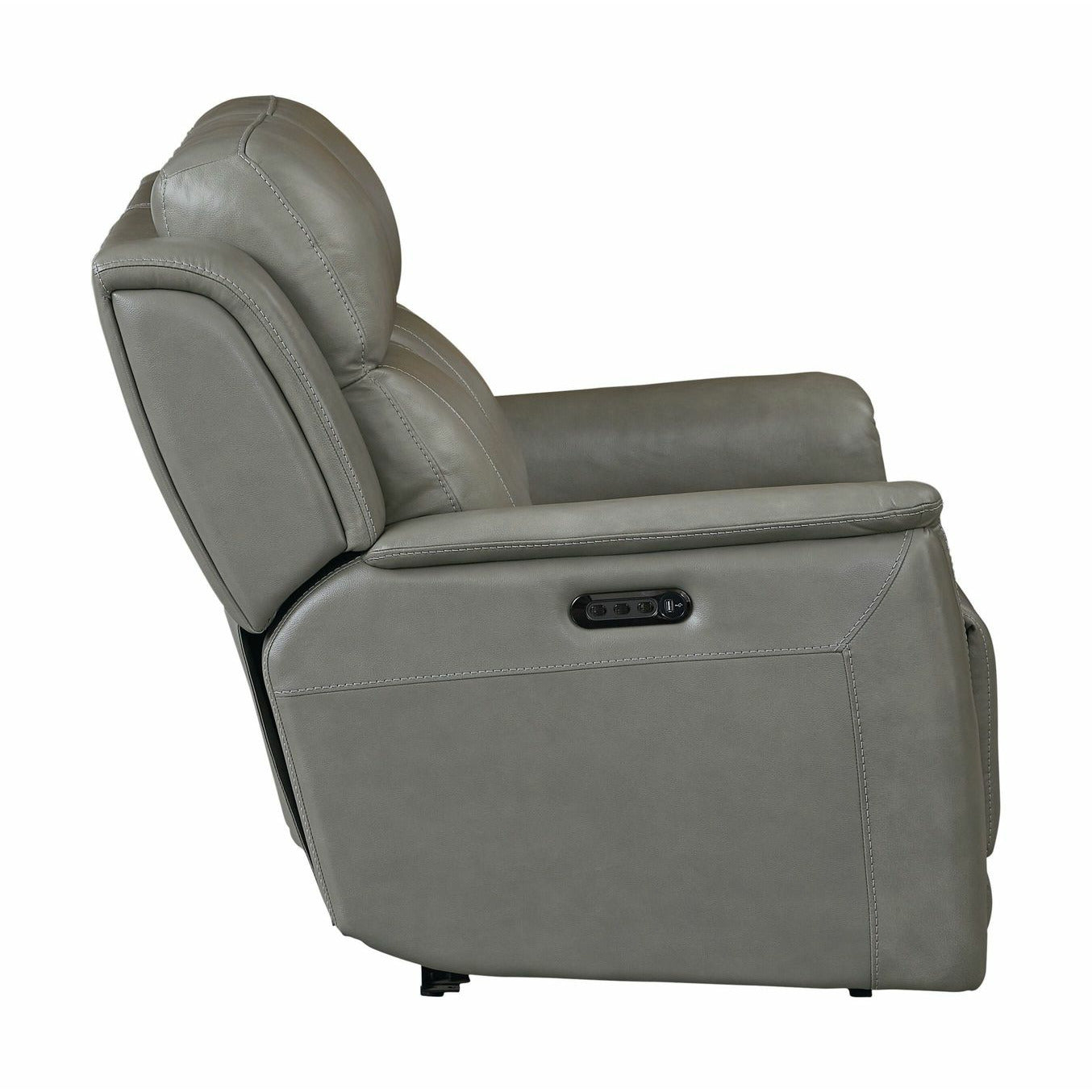 Bassett Club Level Conover Motion Loveseat- Light Gray Leather - Chapin Furniture