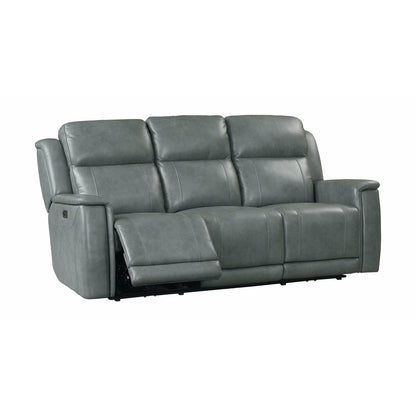 Bassett Club Level Conover Motion Sofa- Blue Gray Leather - Chapin Furniture