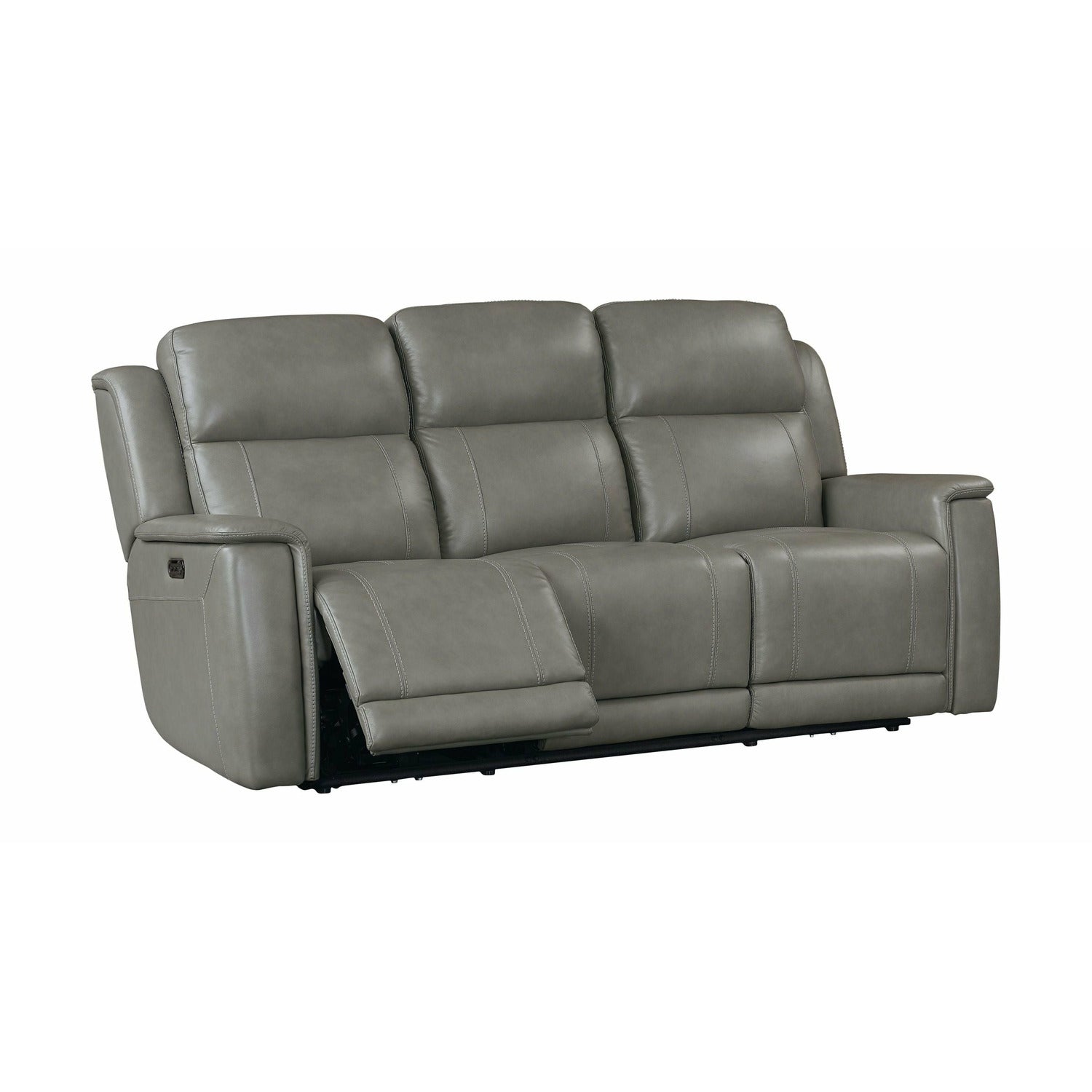 Bassett Club Level Conover Motion Sofa- Light Gray Leather - Chapin Furniture
