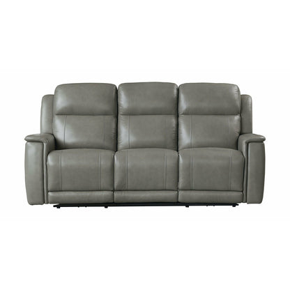 Bassett Club Level Conover Motion Sofa- Light Gray Leather - Chapin Furniture