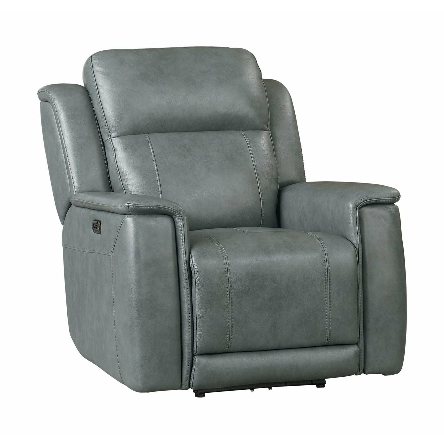 Bassett Club Level Conover Motion Wallsaver Recliner- Blue Gray Leather - Chapin Furniture