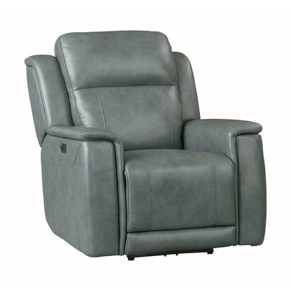 Bassett Club Level Conover Motion Wallsaver Recliner- Blue Gray Leather - Chapin Furniture