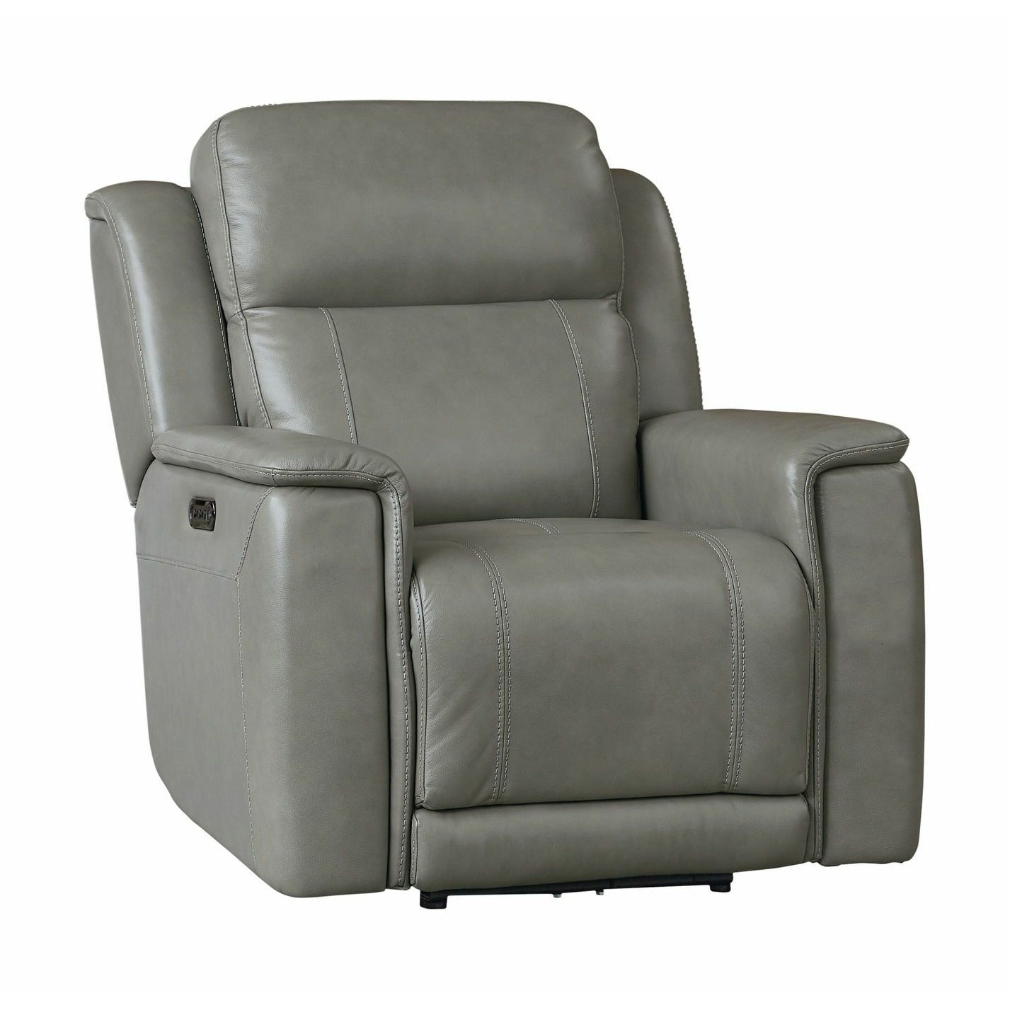 Bassett Club Level Conover Motion Wallsaver Recliner- Light Gray Leather - Chapin Furniture