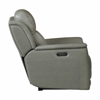 Bassett Club Level Conover Motion Wallsaver Recliner- Light Gray Leather - Chapin Furniture