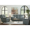 Bassett Club Level Conover Motion Loveseat- Blue Gray Leather - Chapin Furniture