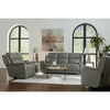 Bassett Club Level Conover Motion Sofa- Light Gray Leather - Chapin Furniture