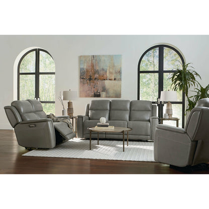 Bassett Club Level Conover Motion Sofa- Light Gray Leather - Chapin Furniture