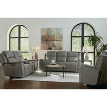 Bassett Club Level Conover Motion Consoled Loveseat- Light Gray Leather - Chapin Furniture