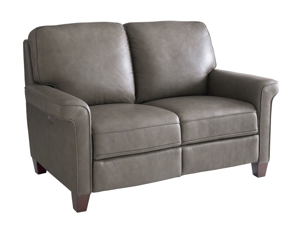Bassett Club Level Dixon Power Motion Loveseat in Granite Leather - Chapin Furniture