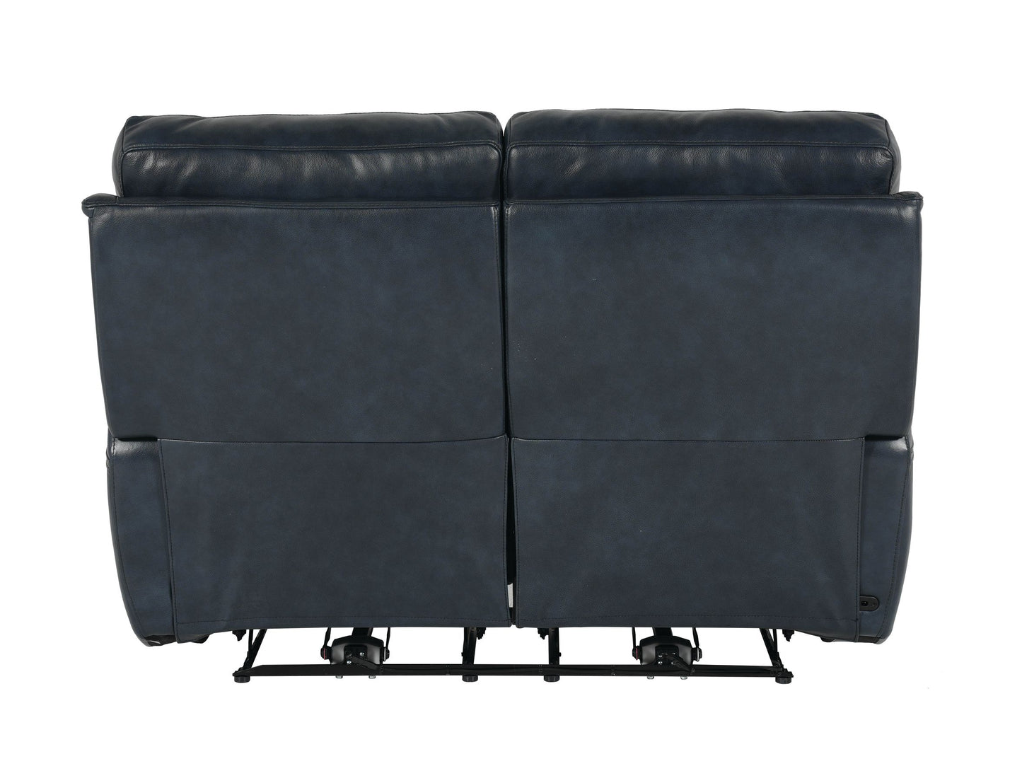 Bassett Club Level Burlington Power Motion Loveseat in Navy Leather - Chapin Furniture