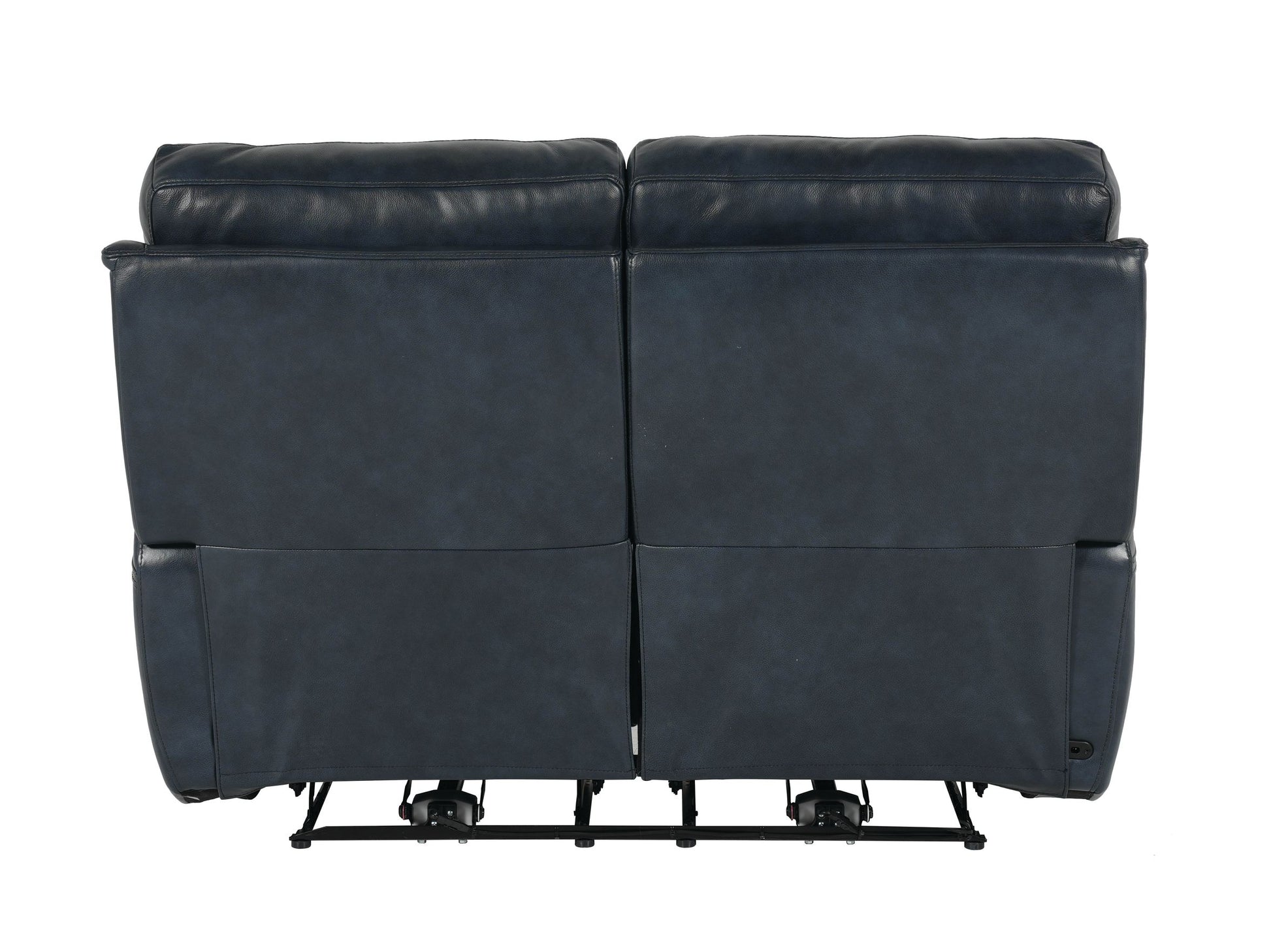 Bassett Club Level Burlington Power Motion Loveseat in Navy Leather - Chapin Furniture