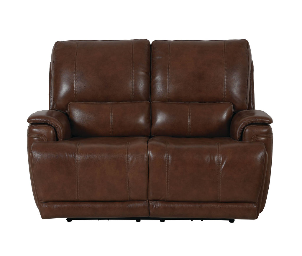 Bassett Club Level Burlington Power Motion Loveseat in Umber Leather - Chapin Furniture