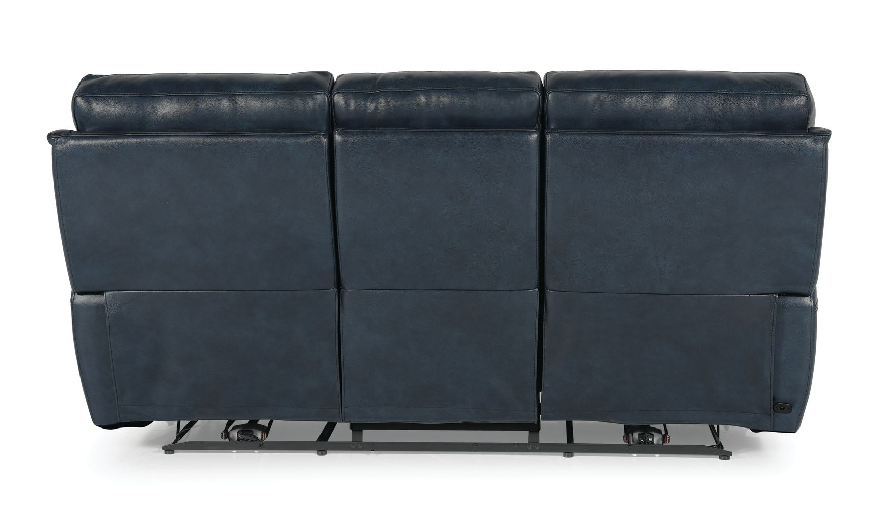 Bassett Club Level Burlington Power Motion Sofa in Navy Leather - Chapin Furniture