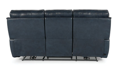 Bassett Club Level Burlington Power Motion Sofa in Navy Leather - Chapin Furniture