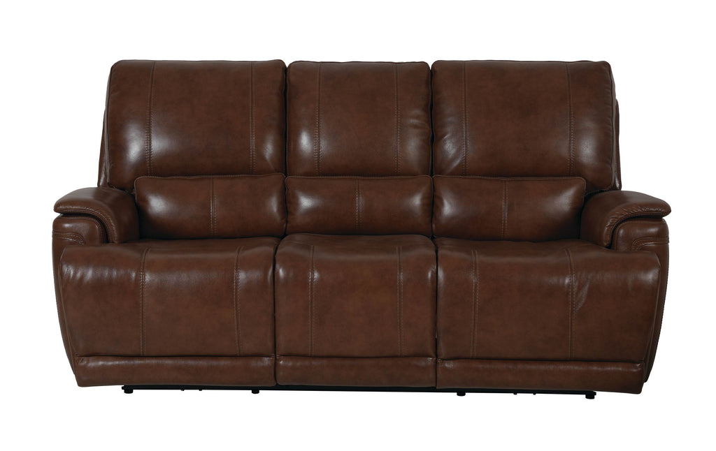 Bassett Club Level Burlington Power Motion Sofa in Umber Leather - Chapin Furniture