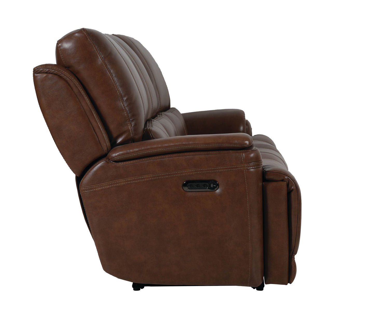 Bassett Club Level Burlington Power Motion Sofa in Umber Leather - Chapin Furniture